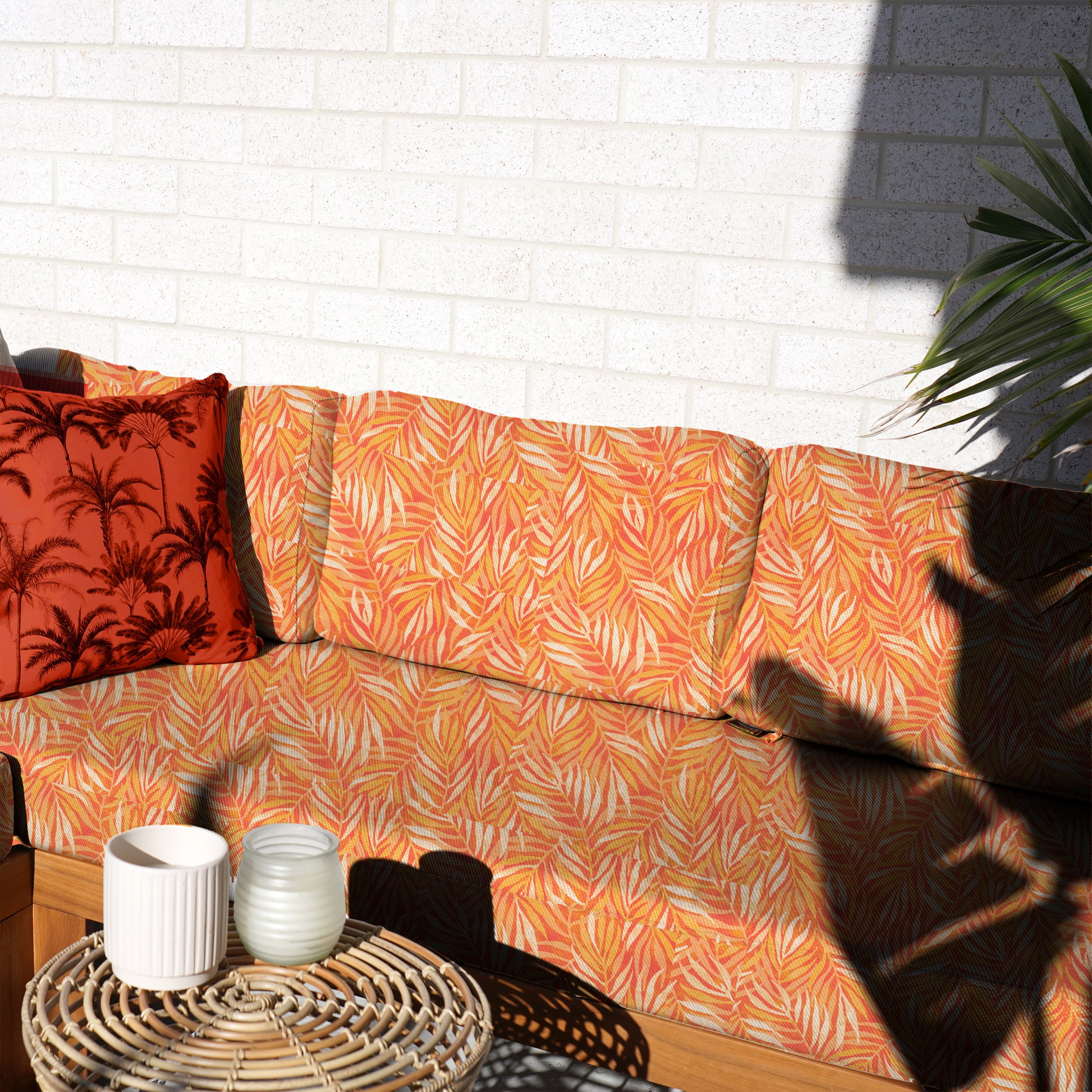 Waverly Inspirations, Home Decor, 100% Polyester, Water/Stain Resistant, Indoor/Outdoor Fabric - Print Width 54 Inch, Palm Beach, Melon, 2 Yard