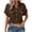 Coffee, variant on Gauze Shirts for Women Button Down Dress Shirts Casual Short Sleeve Textured Collared Summer Work Blouse Camping Clothes with Pockets