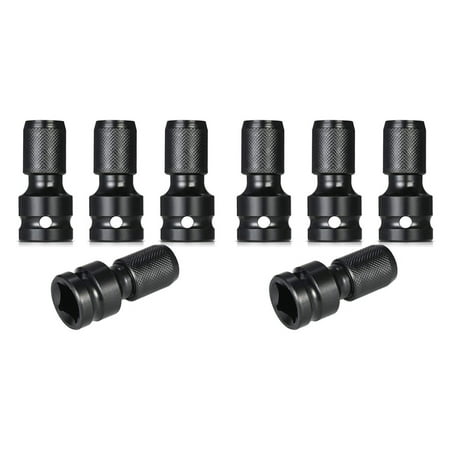 

8 Pcs Impact Adaptor 1/2 Square Drive to 1/4 Hex Socket Adapter Quick Release Chuck Converter for Ratchet Wrench