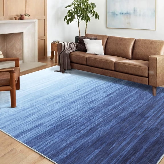 Washable Runner Rug, Modern Abstract Low-Pile Non-Slip Carpet for Kitchen, Hallway, Bathroom, Bedroom and Living Room,Blue,5*7ft(152*213cm)