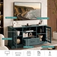 thumbnail image 3 of LIVIZA Modern Farmhouse TV Stand for TVs up to 70", Entertainment Center with Storage Cabinet & Glass Door,Green, 3 of 8
