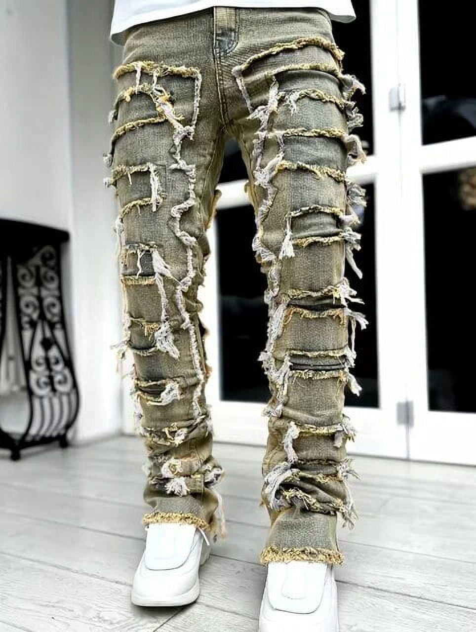 【Innocence NYC】DESTROY STACK DENIM PANTS INNOCENCE DESTROY LEATHER DENIM PANTS – INNOCENCE NYC