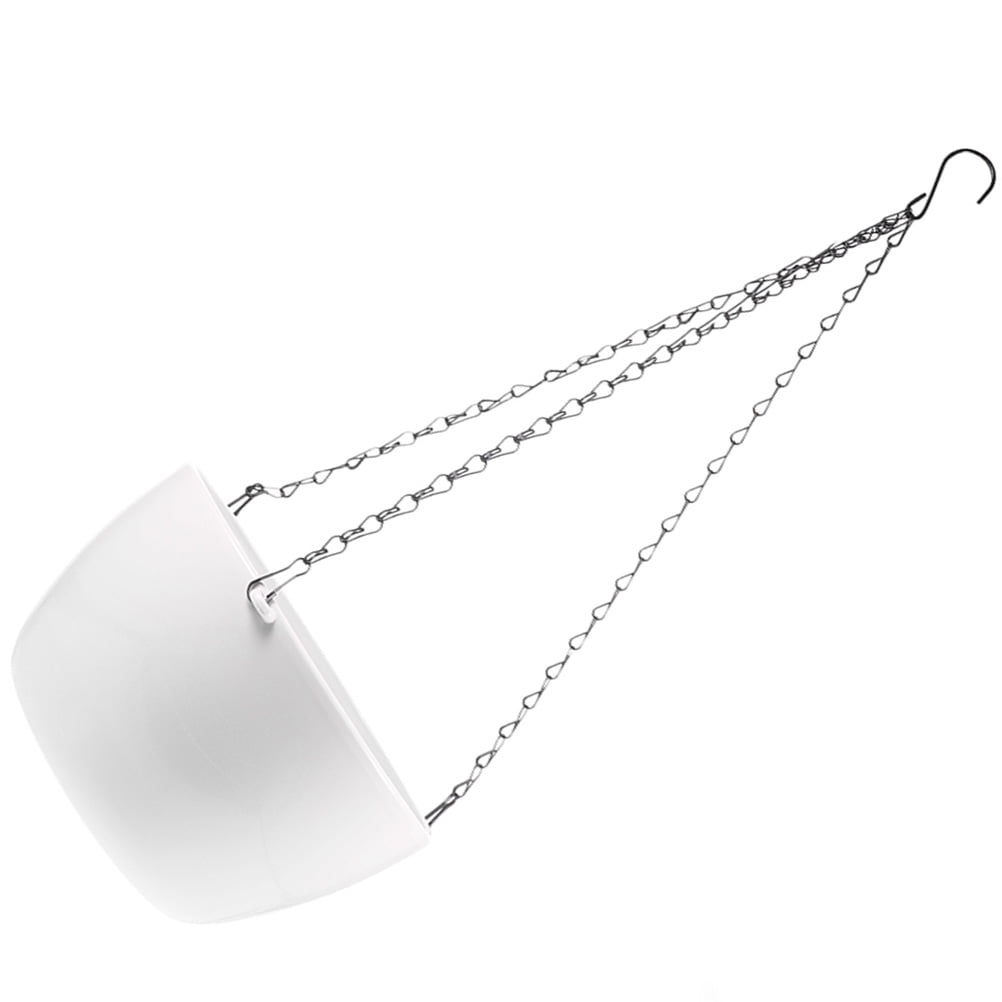 RENACLIPY 1Set White Hanging Planter Basket with Drainage Chain Holder for Elegant Indoor Outdoor Plants