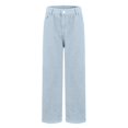 thumbnail image 5 of 28" Inseam High Rise Straight Leg Jeans for Women Stretchy Baggy Comfy Work Pants Business Casual Dressy Denim Trousers Pants Light Blue 4XL, 5 of 7