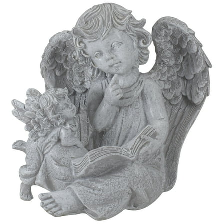 Northlight 8.5" Heavenly Gardens Distressed Ivory Sitting Angel with Book & Friend Outdoor Patio Garden Statue