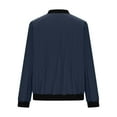 thumbnail image 6 of YDFCWXW Fall Jackets for Women 2025 Solid Color Zip Up Bomber Jacket Casual Coat Stand Collar Lightweight Outwear Top (Navy, L), 6 of 6