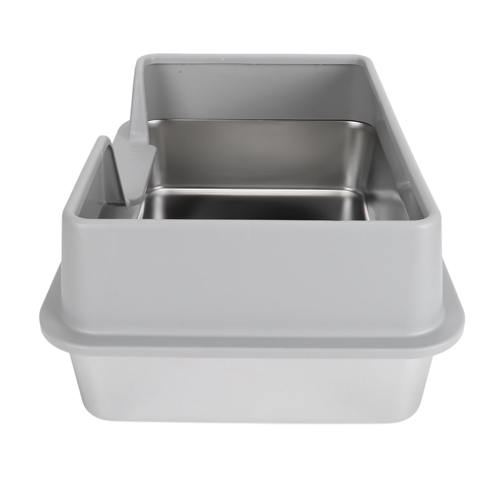 BOKYAN Stainless Steel Cat Litter Box Enclosed High Sided Anti Splashing Pet Pan, Easy to Clean Rectangle Toilet for Small Medium Cats, 20.47 inches / 52 cm Length, Grey