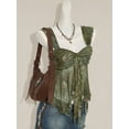 thumbnail image 6 of Olive Green Floral Paisley Print Tie-Front Peplum Mesh Hem Tank Top For Women, 6 of 8