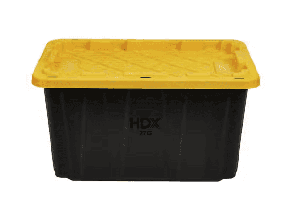 27 Gallon Heavy Duty Storage Bins with Lids, Stackable Tough Plastic Storage Tote Containers for Garage, Moving & Home Organization, Black,