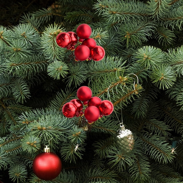 Puntoco Adornos Navideños Bolas Navideñas Recortes Ramos De Flores Simuladas Decoraciones Bolas Navideñas Flores Secas De Frutos Rojos Decoraciones