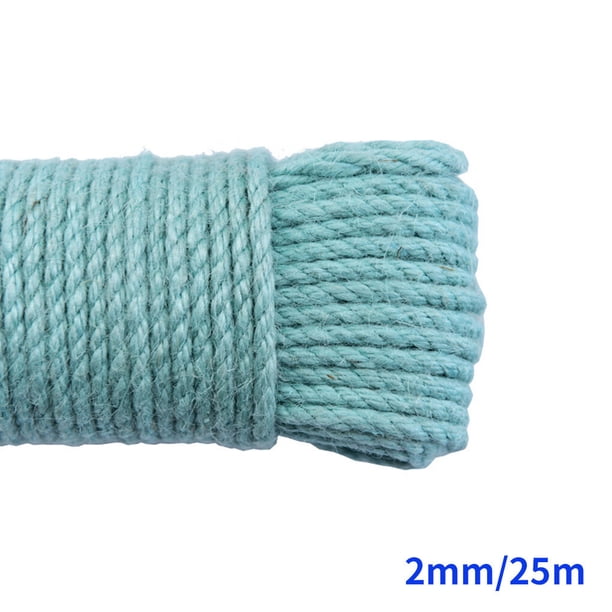 Bewildely Herramienta para hacer rollos de cuerda de cáñamo de Color, cuerda de algodón 100 , hilo colorido, cordón de macramé, hilo hecho Decoración del hogar lago azul 2 mm x 25 m