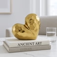 thumbnail image 4 of Decorative Ceramic Heart Sculpture for Home Decor - Ornament for Bathroom, Office, and Living Room Decor - Modern Figurine Accent for Bedroom, Shelf Display, and Coffee Table - 8", Gold & Metallic, 4 of 13