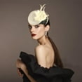thumbnail image 5 of 2Pcs Mini Hat Hair Clip Feather Fascinator Derby Cocktail Tea Party Headwear for Women Ladies, 5 of 7