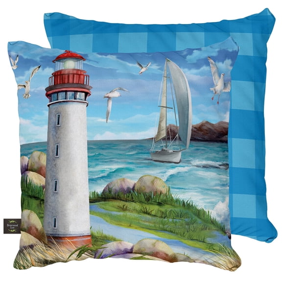 Briarwood Lane Summer Indoor/Outdoor Pillow 17x17 Coastal Lighthouse For Summer Pillow