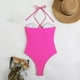 thumbnail image 3 of Trajes de baño de una pieza para mujer, conjuntos de bikini sin espalda con tirantes ajustables a la moda de color sólido para mujer, traje de baño para mujer, 3 of 5