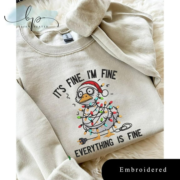 EMBROIDERED Christmas Goose shirt, It's Fine I'm Fine Everything is fine Sweatshirt, Christmas shirt, Santa Goose shirt, Snowman Goose shirt