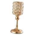 thumbnail image 4 of Portavelas dorado de cristal y metal para bodas, decoración de mesas y eventos, para velas de 6 cm Alto 26cm, 4 of 9