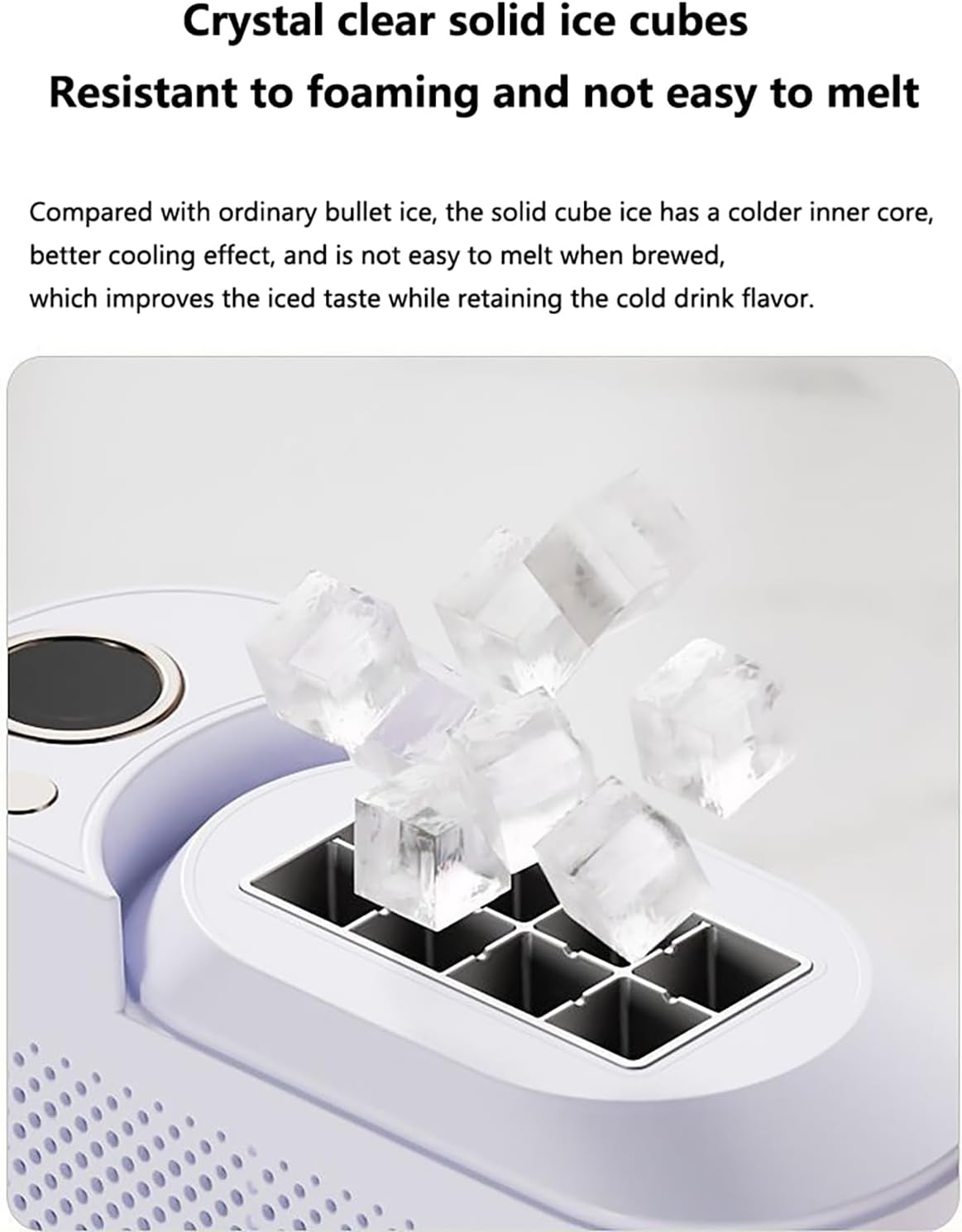 Mini Ice Maker Countertop, Portable Compact Ice Machine, 8 Ice Cubes in 10 Mins, Small Nugget Ice Maker with Car Adapter, Quiet Bullet Ice Maker, for Home, Kitchen, Office, Camping