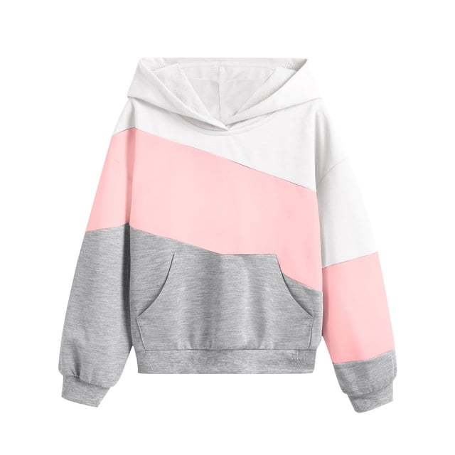 aidice Baby Clothes Hoodies Long Sleeve Pullover Tops Loose Color Block Sweatshirts with Kangaroo Pockets