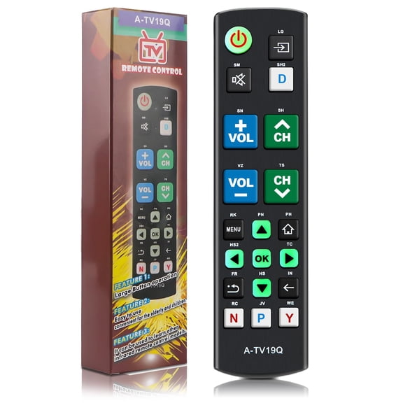 Universal Big Button TV Remote Replacement, Compatible with All Samsung/VIZIO/LG/Son-y/Philips Smart TVs and More