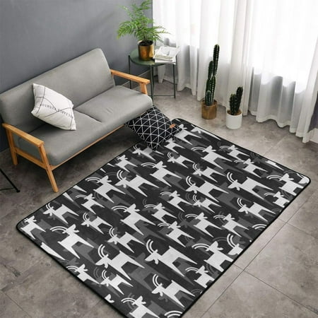 

Indoor Door Mat Mountain goat cool black Bedroom Rug & Carpets Entryway Rug Front Door Welcome Mat Non-Slip Long Bathroom Rugs Runner Washable Kitchen Mats for Floor