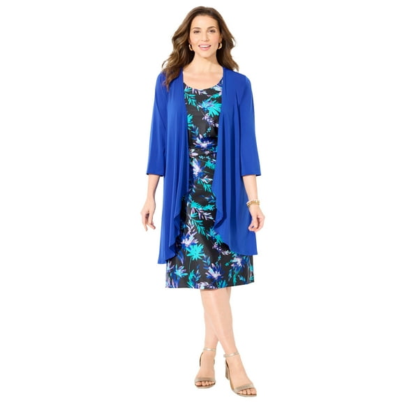 Catherines Women's Plus Size Petite Soft Knit Jacket Dress