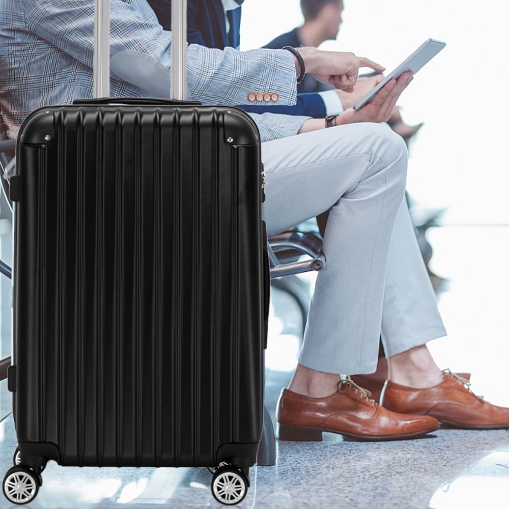 3Pcs Luggage Set, Travel Spinner Suitcase with TSA Lock, Black
