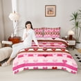 thumbnail image 4 of Castle Fairy Teens Love Heart Print Full Size Comforter Sets,Stripes Bedding Sets, 4 of 8