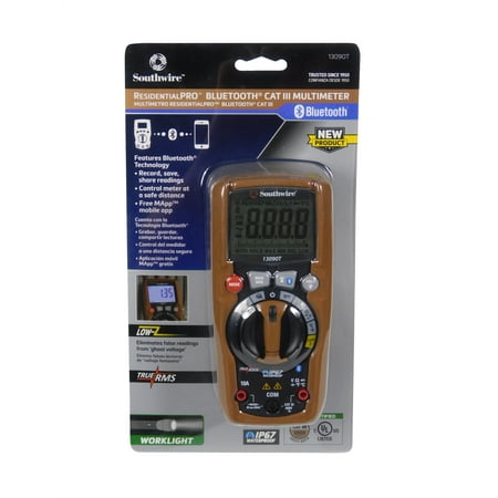 Digital Multimeter Cat - Southwire 13090T Bluetooth CAT III Multimeter Digital Multimeter W/ Mobile App