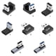 thumbnail image 3 of Adaptador de extensión USB 3.0 macho a tipo C hembra en ángulo recto de 90 grados USB C, frente curvo medio, 3 of 5