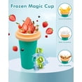 thumbnail image 3 of Bollove Taza de Slushietazas de licuado con tapas y popotestaza de granizado para jugosleche y heladofabricante portátil de vasos de granizado mágico congelado para niñosamigos y familiares (verde), 3 of 5