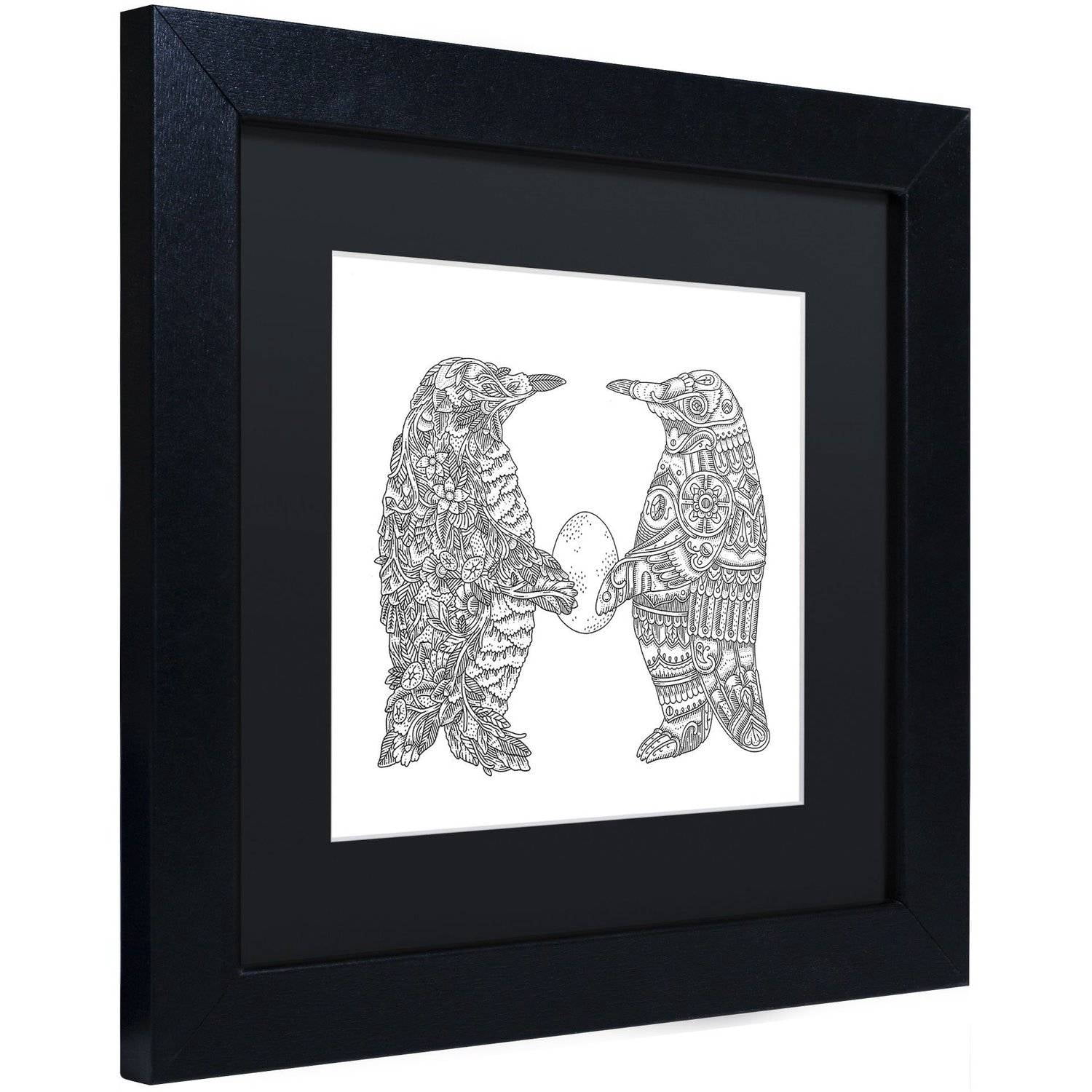 Trademark Fine Art "Penguin Lovers" Canvas Art by Filippo Cardu, Black Matte, Black Frame