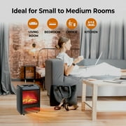 Comfort Zone Fireplace Space Heater with Realistic 3D Flame, Black