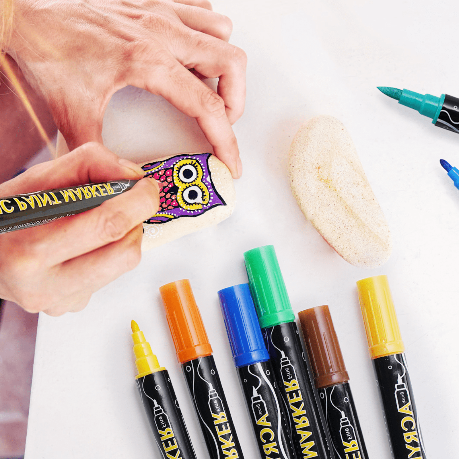 LET'S RESIN 36 Acrylic Paint Pens Markers, Fine&Brush Dual Tip Markers, Strong Coverage Bright Colored Pens for Rocks, Canvas, Wood, Glass, Fabric, Plastic, Drawing Supplies, Acrylic Paint Set