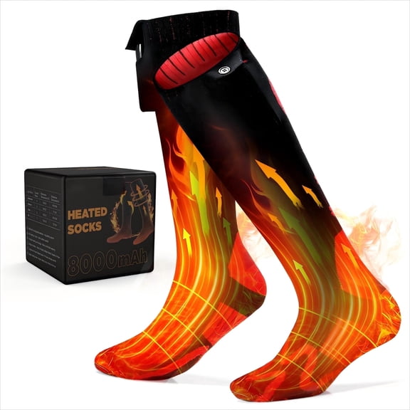 Rechargeable Heated Socks with Dual 8000mAh Batteries, 4 Heat Levels, up to 12H Warmth, Winter Thermal Socks for Men & Women