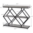thumbnail image 2 of Industrial 3-Tier Entryway Table with Diamond-Shaped Metal Frame - Console Sofa Table with Open Shelves for Hallway & Foyer, 2 of 5