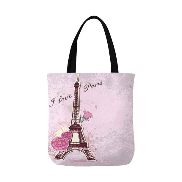 LEVLO Emily Cooper Tote Bag - Emily In Paris Merchandise, Canvas Shoulder Bag With Eiffel Tower Print