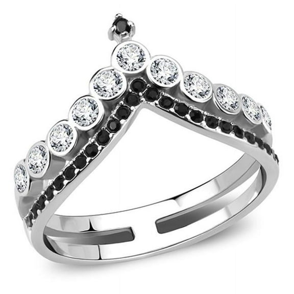 Alamode TK3588-8 Women No Plating Stainless Steel Ring with Top Grade Crystal in Clear - Size 8
