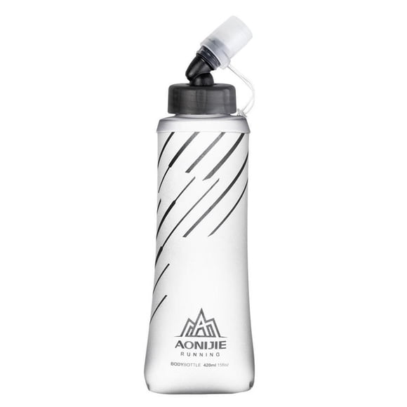 Greeniant Frasco blando de TPU con botellas de agua plegables para ir de excursión Ciclismo 420ml Gris