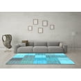 thumbnail image 3 of Ahgly Company Indoor Round Checkered Light Blue Modern Area Rugs, 6' Round, 3 of 4
