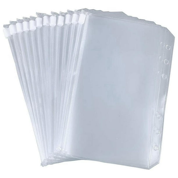 24 piezas Bolsillos para carpetas Tamaño A6 Carpetas con cremallera de 6 agujeros para carpetas de 6 anillas Carpeta de hojas sueltas B