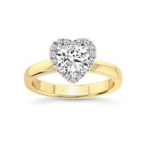 1 Carat IGI Certified Heart Shape Lab Grown Diamond Engagement Ring | 14K Yellow Gold | Anna Hidden Accents Halo Lab Diamond Ring | FG-VS1-VS2 Quality Friendly Diamonds