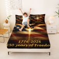 thumbnail image 3 of Manfei Glowing Eagle Flag Bed Sheets, 250 Years of Freedom Print Full Size Sheets, Dark Brown, Black Reversible 4-Piece (1 Flat Sheet, 1 Fitted Sheet and 2 Pillowcases), 3 of 6