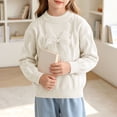 thumbnail image 6 of Afuyipoi Girls Cable Knit Turtleneck Sweater with Pearl Trim Bow Top for Kids Size 4-12Y Spring Fall Sweet Style White Size 11, 6 of 9