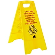 Mutual Industries "Caution Wet Floor" Industrial Floor Sign Yellow 14663-3