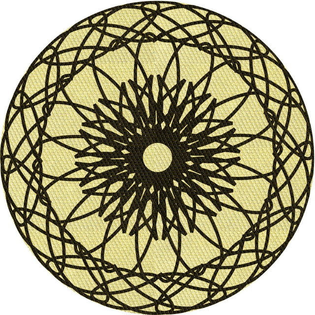 Ahgly Company Machine Washable Indoor Round Transitional Mustard Yellow Area Rugs, 3' Round