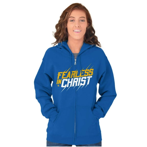 Christian Fearless in Christ Jesus Unisex Plus Size Zip Hoodie Brisco Brands 5X