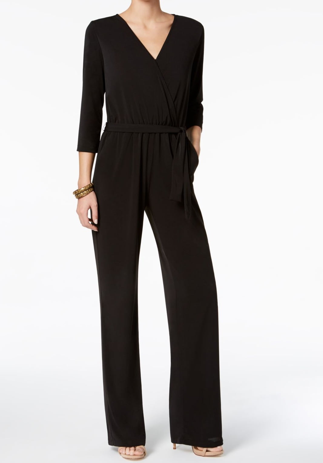 NY Collection - Womens Small Petite Belted Jumpsuit PS - Walmart.com ...