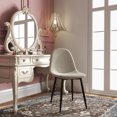 thumbnail image 3 of Homy Casa Set of 4 Armless Upholstered Side Chairs for Living Room Bedroom Reception, Beige Fabric, 3 of 10