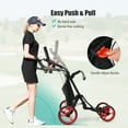 thumbnail image 4 of Goplus Folding 4 Wheels Golf Push Cart W/Bag Scoreboard Adjustable Handle Red, 4 of 11